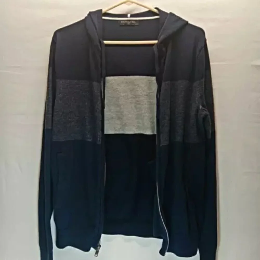 Banana Republic Pima Cotton Lightweight Heather Navy Full Zip Hoodie Men’s Small